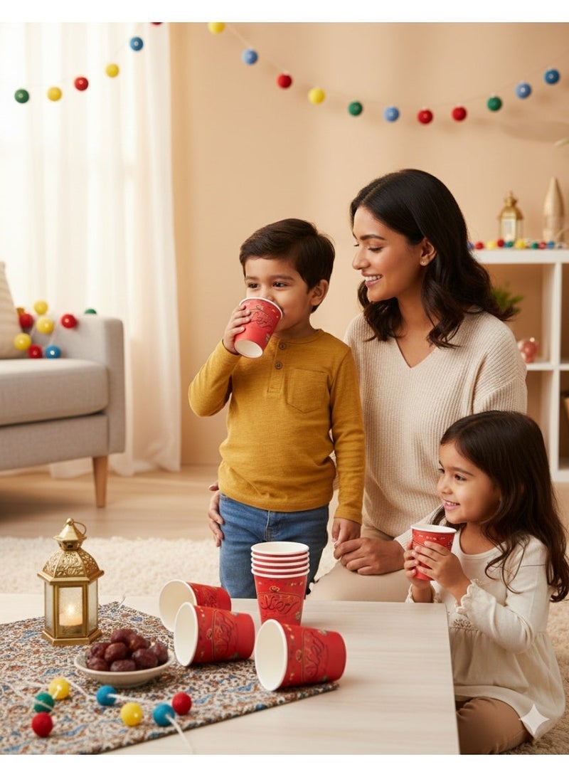 أكواب ورقية رمضان كريم | أكواب إفطار وحفلات للاستخدام مرة واحدة - عبوة من 8 أكواب - Image 2